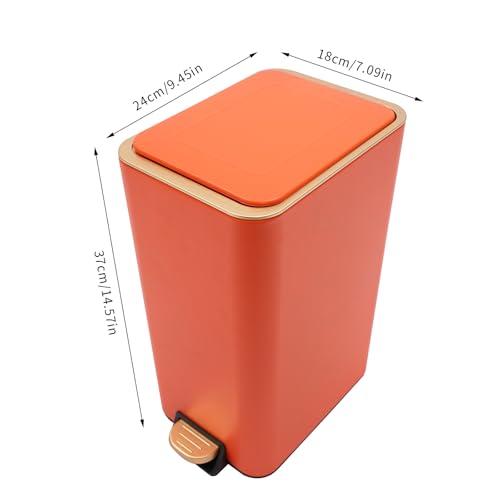 Caneca de basura con pedal 12L naranja miniatura 2