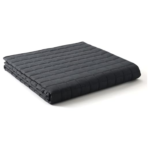 YnM Oeko-Tex Certified Premium 60 x 80 Inch 20 Pound Cotton Calming Heavy Weighted Blanket with Glass Beads for Queen and King Beds, Dark Grey