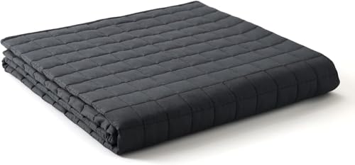 YnM Cotton King Size Weighted Blanket for Adults (88x104 Inches, 20 Pounds, Dark Grey), Smallest Compartments with Cooling Glass Beads,Heavy Blanket for Two Persons of 90~160lbs on Queen or King Bed