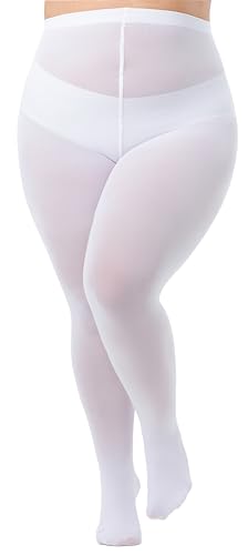 Plus Size Tights for Women, Run-Resistant High Waist Oversize Pantyhose, Semi Opaque Nylon Tights 1X, 2X, 3X, 4X