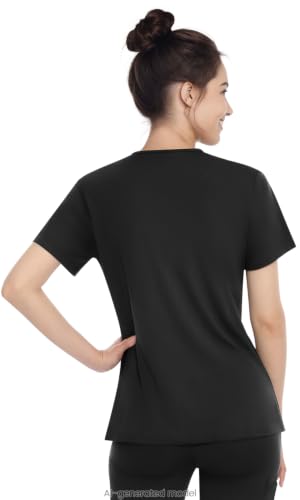 Image of Athletic Scrub Tops for Women, V-Neck Stretch Nurse Uniform