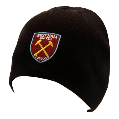 Bonnet West Ham United FC noir protégeant du froid au stade