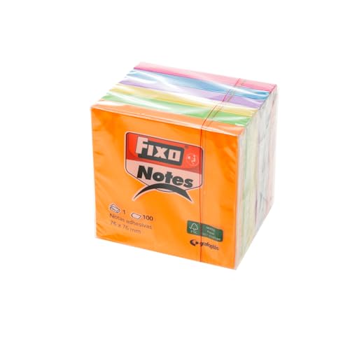 FIXO Notes 65005180 Cubo de Notas Adhesivas, 400 Hojas, 51x51mm, Color Surtidos Neón