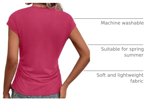 Image of Bliwov Womens Summer Tops Cap Sleeve Crew Neck Casual T Shirts