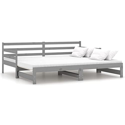 Festnight canape Convertibles,canapé-lit 2 Places,bz Convertible 2 Places,lit Banquette,lit Coulissant 2 Personnes,Lit Double en Bois pour Adultes Enfants- 2X(90x200) -Gris-Type 1