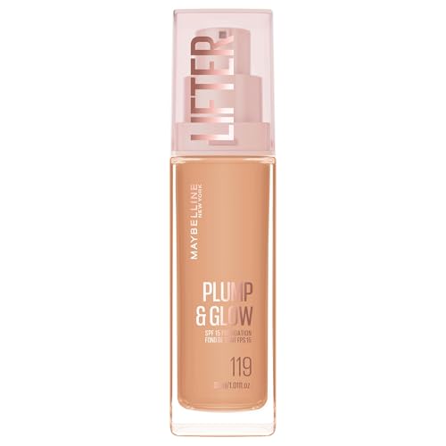 Maybelline New York Fondotinta Illuminante, Per Tutti i Tipi di Pelle, Pelle Rimpolpata e Radiosa, Finish Naturale, Con Acido Ialuronico e Niacinamide, Lifter Plump and Glow, Tonalità: 119, 30 ml
