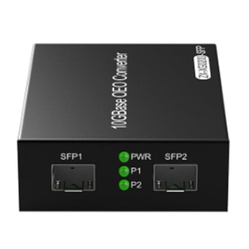 Tuesoa Convertidor de Medios 10GbE SFP+ OEO Convertidor de Medios de Fibra con Ranuras Duales 10G SFP+ 100M/1G/2.5G/10GBase-T Enchufe UE