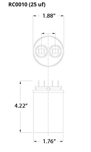 Temco 25 Uf/Mfd 370 Vac Volts Round Run Capacitor 50/60 Hz Ac Electric - Lot -1 (Optional Uf/Mfd, Voltage And Lot Quantities Available) #TOP1