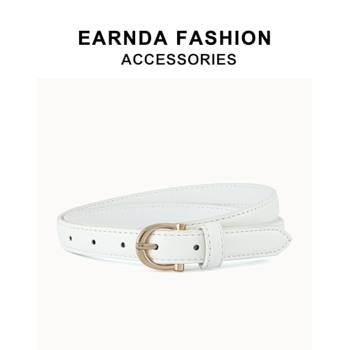 Earnda Women Skinny Faux Leather Belts for Dress Ladies Thin Waist Belt with Gold Buckle for Jeans Pants3
