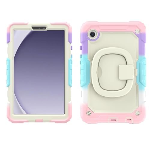 Coque Samsung Galaxy Tab A9 8.7 TPU antichoc Rainbow Pink avec poignée