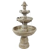 Sunnydaze 48-Inch H 3-Tier Outdoor Water Fountain - Large Tiered Waterfall Feature for The Patio, Lawn, or Garden Brown