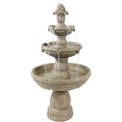 Sunnydaze Outdoor Water Fountain - Large 3-Tiered Fountain & Backyard Waterfall Feature For The Patio, Lawn, & Garden - 48 Inch Tall #TOP26