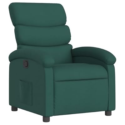 KTPRTOCK Manual Reclining Chair 135 Degree Tilt Fabric Recliner with Side Pocket, Comfortable Armchair with Thick Padded Seat and Wide Armrests, Dark Green
