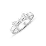 Ascona Bow Ring, Silver Bow Rings Ribbon Jewelry for Women (12, silver)
