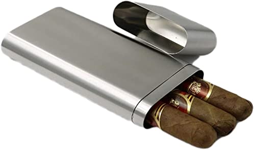 NBXLHAO Geschenk für Männer Neues Dickes ovales Zigarrenetui aus Edelstahl Tragbare Feuchtigkeitsröhrchen Metall Zigarettenetui Cover