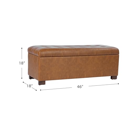 HomePop Large Tufted Storage Bench - Vintage Saddle Brown by HomePop - Image 2