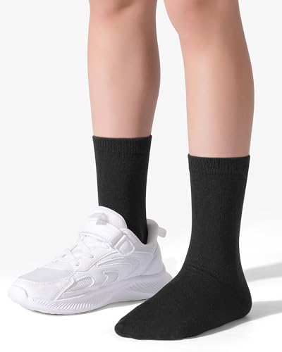 Image of Somaibo 8 Pairs Kids Socks for Boys Girls Crew Dress Athletic Socks Soft Cotton Seamless Cushioned School Sock