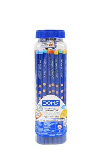 Doms Groove Super Dark HB/2 Graphite Pencils Jar Pack | Innovative Groove For Perfect Grip | Free Pencil, Eraser, Sharpner & Scale | Ideal For Sketching & Drawing | Pack of 30 Pencils