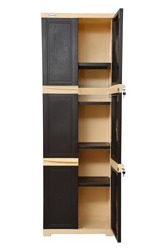 Image of Prima Viva-3 Plastic Storage Cabinet (Medium H 6 Ft x W 2 Ft x D 1.16 Ft) | 5 Compartments Multipurpose Organizer for Home & Office | Strong, Stylish & Spacious Cupboard for Clothes & Essentials