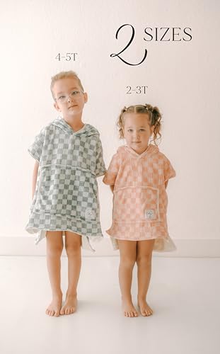 Image of Hooded Poncho Towel for Toddlers - Beach /Pool - Muslin Cotton Checker Print - Ultra Soft, Absorbent- Double Lined-2T-5T