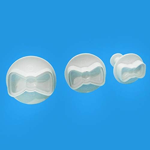 luosh 3Pcs/Set Plastic 3D Mini Bowknot Shape DIY Fondant Plunger Cutter Cookie Stamp Mold Bow-Tie Biscuit Cupcake Topper Mould Baking Decorating Tools