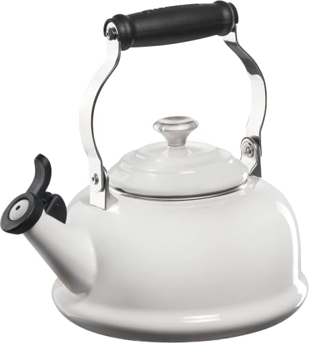 Image of Le Creuset Enamel On Steel Whistling Tea Kettle with Metal Finishes, 1.7 qt., White (Pack of 6)