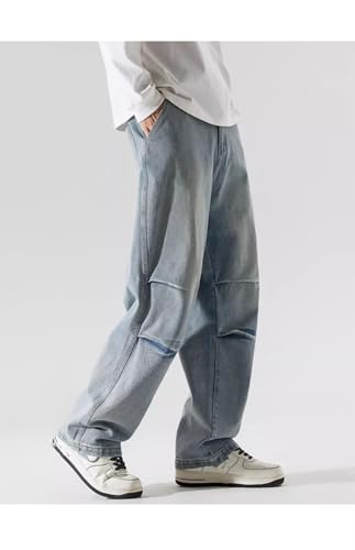 Men's Jeans Vintage Floor-Length Wide-Leg Casual Straight Pants4