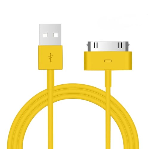Peak Power   Cable USB de carga y sincronización de 30 pines de 1 m, compatible con iPod Nano, Touch, Classic, Video, iPhone 3G/3GS/4/4S y iPad 1/2/3 (amarillo)