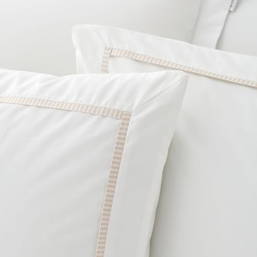Parure de lit double en coton douceur absolue blanc naturel pour nuits sereines