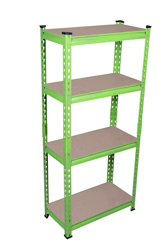 Image of STAR WORK Metal Shelving Unit Adjustable Garage Storage Utility Rack Shelves Multipurpose Shelf Warehouse Basement Kitchen Living Room Pantry (Green, 4 Section (4'6 inchX 2'X 1' FT))