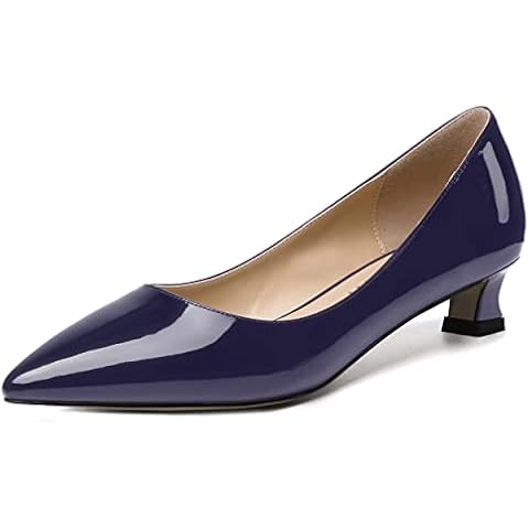 SKYSTERRY Women's Navy Blue Kitten Heel Pumps Cover