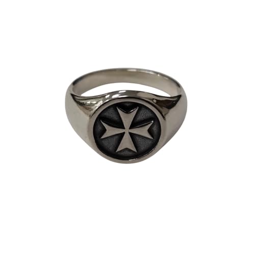 Bague homme croix de malte argent bague robuste qui ne verdit pas les doigts