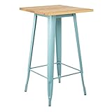 Material: Madera - Acero SKLUM Mesa Alta LIX Madera Madera - Acero Brillante Azul Isla Paraíso Madera Natural - (Elige Color)