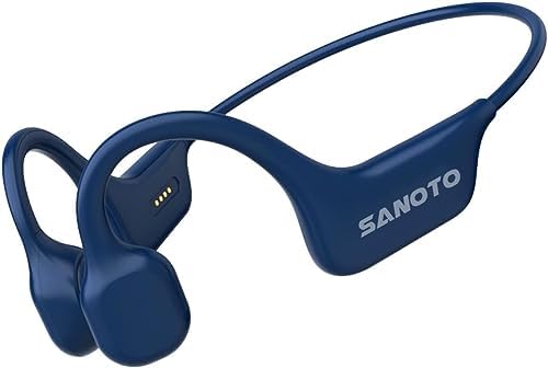 SANOTO Casque à conduction osseuse Bluetooth, écouteurs sans fil à oreille ouverte IPX7, écouteurs de sport étanches et anti-transpiration pour la course à pied, le vélo, le cyclisme, le fitness
