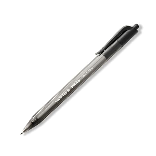 Image of Paper Mate Inkjoy 100 Rt Ballpoint Pen, Retractable, Medium 1 Mm, Black Ink, Black Barrel, 20 /Pack