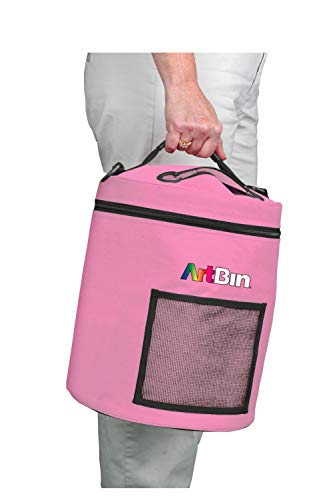 Image of ArtBin 6806SA Yarn Drum, Portable Knitting & Crochet Storage, [1] Poly Canvas Tote Bag, Pink
