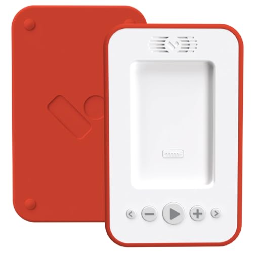 Voxblock Reproductor de libros de audio para niños, parachoques rojo, no necesita aplicaciones ni WiFi, reproductor de audiolibros portátil y sin pantalla con cientos de audiolibros disponibles