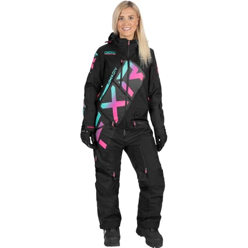 FXR Women's CX F.A.S.T. Insulated Monosuit 2025 (Black/Mint/E Pink Fade - 12)