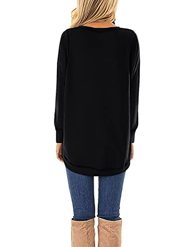 HIYIYEZI Fall Tops for Women Long Sleeve Side Split Casual Loose Tunic Top2