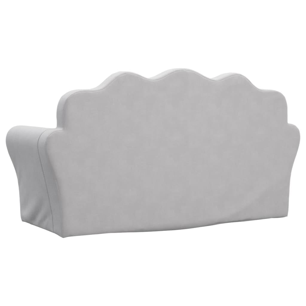 vidaXL Canapé-lit Enfants 2 Places, Lit de Jour avec Dossier et Accoudoirs, Lit d'Invité pour Tout-Petits Chambre Salon, Gris Clair Peluche Douce