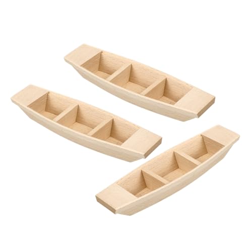 OSALADI 3 Piezas Barcos de Madera Miniatura para de Decorativo Natural Barcos Artesanales sin Acabado para Decoración Náutica y Juguete Seguro