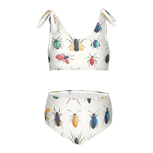 Colorful Bug Butterfly Girls Tankini Swimsuit Kids Bikini Sets 2 Pcs Bathing Suit 3T