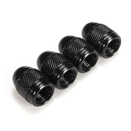 4pcs Black Aluminum Nipple Caps Bullet Car Truck Air Port Cover Tire Rim Valve Wheel Stem Cap Exterior Parts Car Accessories