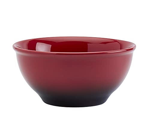 Mason Craft & More Festival Dinnerware Collection- Round Durable Stoneware Bold Colorful Ombre Glaze Plates Bowls, 12 Piece Festival Dinnerware Set in Crimson Red