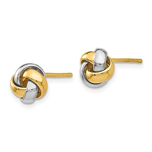 14K Two Tone Yellow Gold Knot Post Stud Earrings Ball Button Love Fine Jewelry For Women Gifts For Her #TOP1