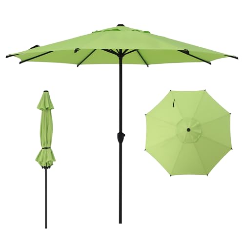 Image of Abba Patio 9FT Lyon Outdoor Patio Umbrella Outdoor Table Umbrella with Crank Market Umbrella 8 Sturdy Ribs UV Protection Waterproof and Push Button Tilt for Garden Deck Backyard Pool,Lime