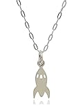Sterling Silver Tiny Rocket Space Ship Flat Charm Necklace, 18'