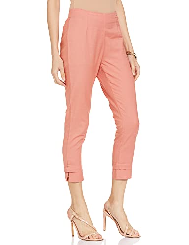 Image of Biba Women Solid Narrow Bottom Wear(Bottom W14918 Cvrn Cly M),Cavern Clay Brown