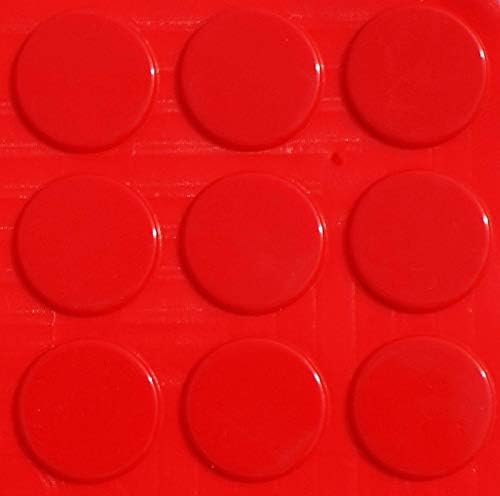 CLEAR, BLACK, WHITE ~ large RUBBER FEET ~ 30mm x 2mm ~ Self Adhesive STICKY PADS Dots STOPPERS Bumpers ~ Anti Bang Anti Scratch Furniture Protectors (18, Red)