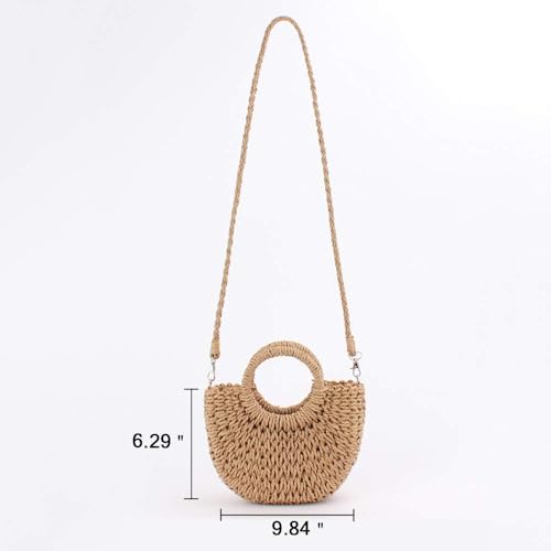 Bolso de Rattan Semi-Circular Mini para Mujer miniatura 4